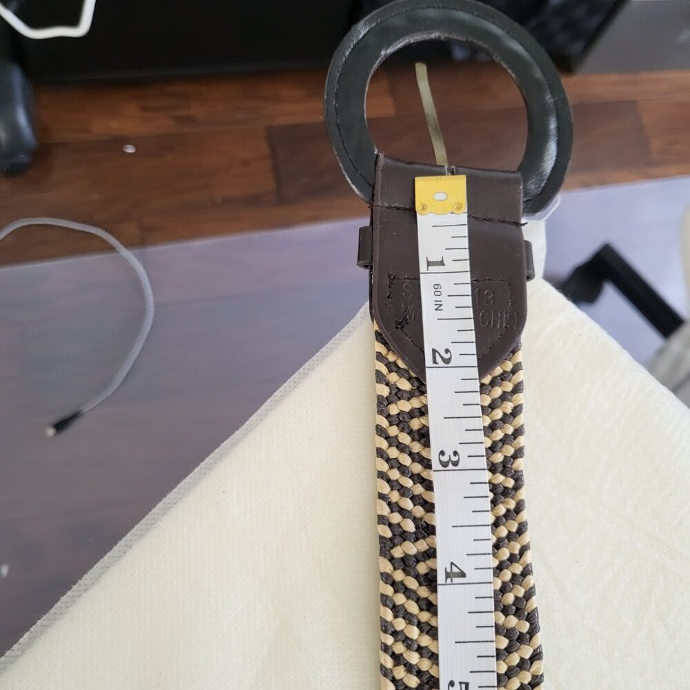 Woven Black & Cream Women's Belt with Round Buckle - Picture 10 of 12